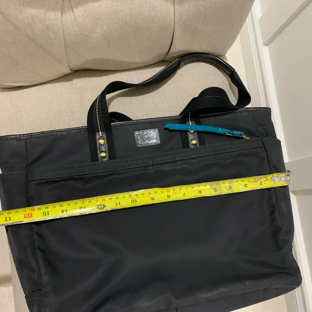 COACH Black Turquoise Nylon Diaper Bag